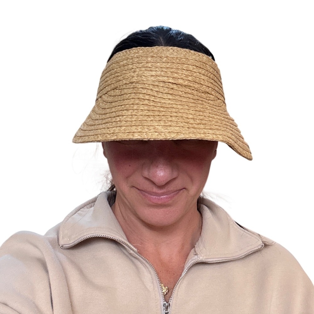 FURTALK Sun Visor Womens Tan Woven Straw Adjustable Beach Hat SIZE OS